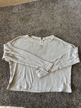 Hard Tail Light Gray Ribbed Long Sleeve Tee size small